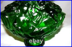 Vintage Large Bohemian Czech INGRID Emerald Green Glass NUDES PERFUME BOTTLE