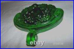 Vintage Large Bohemian Czech INGRID Emerald Green Glass NUDES PERFUME BOTTLE