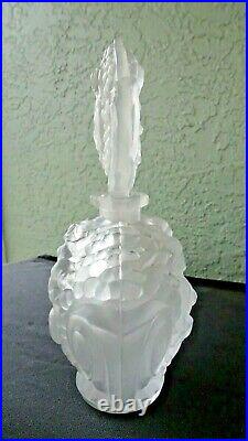 Vintage Large Bohemian Czech INGRID Frosted Glass NUDES PERFUME BOTTLE
