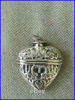 Vintage Large Ornate Sterling Silver Perfume Scent Bottle Pendant Chatelaine
