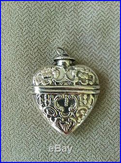 Vintage Large Ornate Sterling Silver Perfume Scent Bottle Pendant Chatelaine