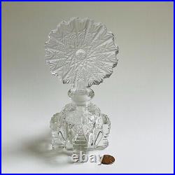 Vintage Large Rock Cut Crystal Perfume Bottle Stopper Glamour Vanity 7 French
