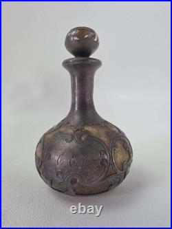 Vintage Large Sterling / Silver Glass Perfume Bottle