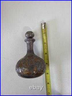 Vintage Large Sterling / Silver Glass Perfume Bottle