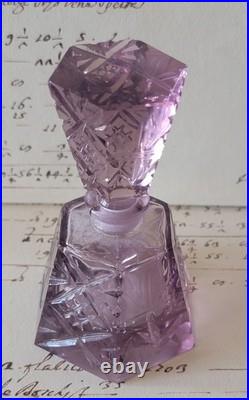 Vintage Lavender Cut Glass Perfume Bottle