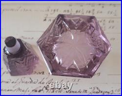 Vintage Lavender Cut Glass Perfume Bottle