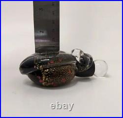 Vintage Lestyn Davies Hand Blown Art Glass Small Beetle Perfume Bottle with Gold