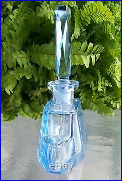 Vintage Light Blue Perfume BottleDAUBER IntactAcid Etched SignatureVERY LARGE