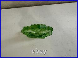 Vintage Likely Czech Glass or Crystal Green Perfume Bottle