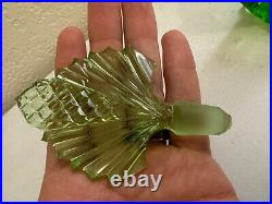 Vintage Likely Czech Glass or Crystal Green Perfume Bottle