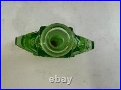 Vintage Likely Czech Glass or Crystal Green Perfume Bottle