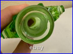 Vintage Likely Czech Glass or Crystal Green Perfume Bottle