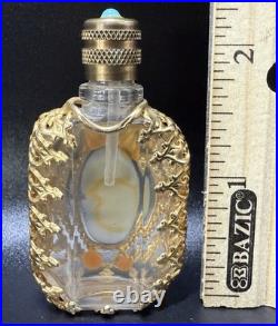 Vintage Limoges Cobalt Blue Filigree Perfume Bottle Gold Gilt Purse Vial France