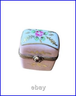 Vintage Limoges France Glass Perfume Bottles with Floral Porcelain Holder