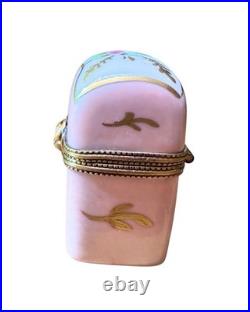 Vintage Limoges France Glass Perfume Bottles with Floral Porcelain Holder