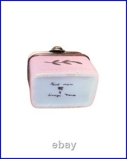 Vintage Limoges France Glass Perfume Bottles with Floral Porcelain Holder