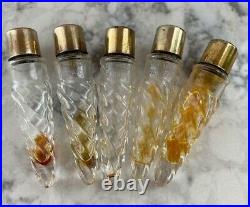 Vintage Louis D'or France Gold Antique Perfume Set Caddy 5 Glass Bottles Holder