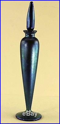 Vintage Lundberg Studios Tall Blue Aurene Scent Or Perfume Bottle