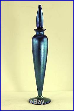Vintage Lundberg Studios Tall Blue Aurene Scent Or Perfume Bottle