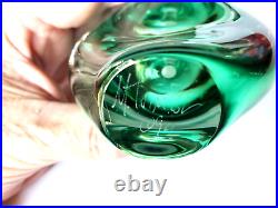 Vintage M. (Michael) Trimpol Signed and Dated Art Glass Green Perfume Bottle