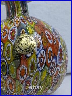 Vintage MURANO ART GLASS MILLEFIORI PERFUME BOTTLE Gold Leaf Stopper Big 6.5