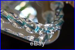 Vintage MURANO Italy Aqua Blue Twisted Glass Etched Perfume Bottle Vanity Tray