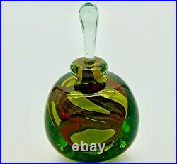 Vintage Maltese Pattern Triangular Mdina Art Glass Perfume Bottle / SIGNED