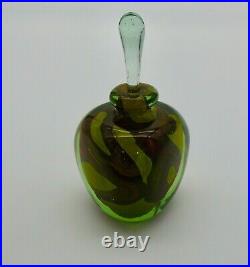 Vintage Maltese Pattern Triangular Mdina Art Glass Perfume Bottle / SIGNED