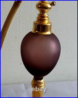 Vintage Marcel Franck Purple Frosted Glass Gold Plated Atomizer Perfume Bottle