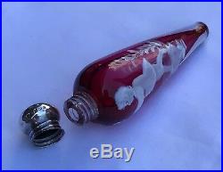 Vintage Mary Gregory Silver & Glass Perfume/scent Bottle