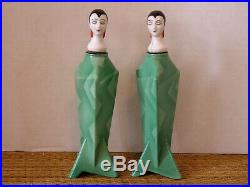 Vintage Matching Pair Art Deco Porcelain Figural Perfume Bottles Germany