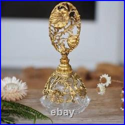 Vintage Matson Gilt Gold Ormolu Dogwood Perfume Bottle with Glass Dauber