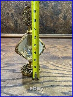 Vintage Matson Gold Filigree Diamond Ormolu Perfume Bottle / RARE UNUSUAL SHAPE