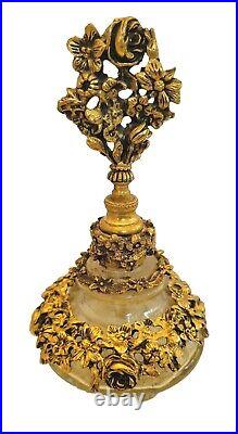 Vintage Matson Goldtone Ormulo Glass Perfume Bottle Decorative Bronze