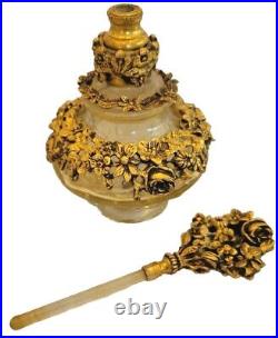 Vintage Matson Goldtone Ormulo Glass Perfume Bottle Decorative Bronze