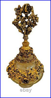 Vintage Matson Goldtone Ormulo Glass Perfume Bottle Decorative Bronze