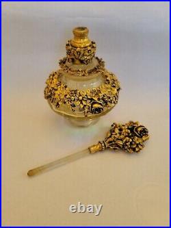 Vintage Matson Goldtone Ormulo Glass Perfume Bottle Decorative Bronze