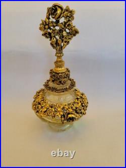 Vintage Matson Goldtone Ormulo Glass Perfume Bottle Decorative Bronze