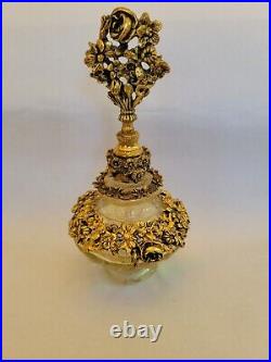 Vintage Matson Goldtone Ormulo Glass Perfume Bottle Decorative Bronze