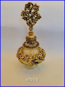 Vintage Matson Goldtone Ormulo Glass Perfume Bottle Decorative Bronze