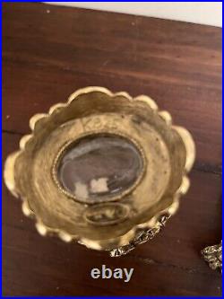 Vintage Matson K825 Gold Plated Ormulo Glass Perfumed Bottle & Long Dauber ROSES