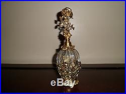 Vintage Matson Ormolu Filigree Roses Perfume Bottle K825 With Dauber Intact