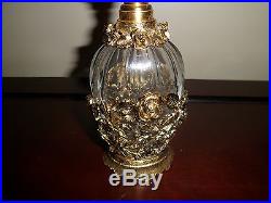 Vintage Matson Ormolu Filigree Roses Perfume Bottle K825 With Dauber Intact