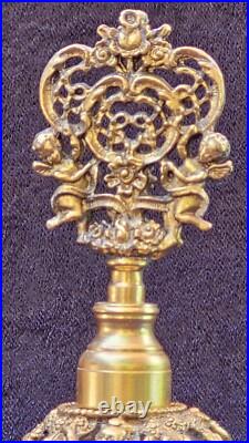 Vintage Matson Ormulo Gold Filigree Cherub Glass Perfume Bottle & Stopper 6