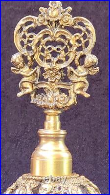 Vintage Matson Ormulo Gold Filigree Cherub Glass Perfume Bottle & Stopper 6