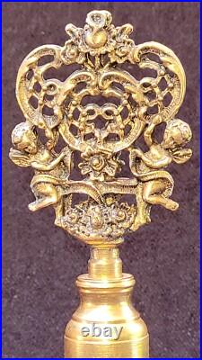 Vintage Matson Ormulo Gold Filigree Cherub Glass Perfume Bottle & Stopper 6