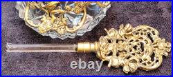 Vintage Matson Ormulo Gold Filigree Cherub Glass Perfume Bottle & Stopper 6