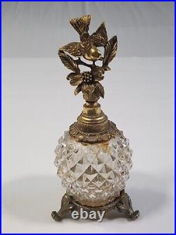 Vintage Matson Perfume Bottle K620 Bird Dogwood Footed Ormulu