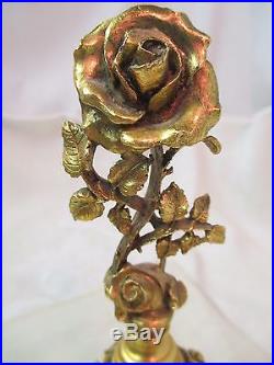 Vintage Matson lg crystal Ormolu gold metal filigree Roses Perfume Bottle K825