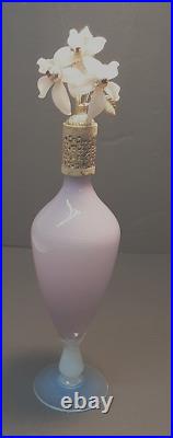 Vintage Mcm Lavender With White foot Opaline Perfume Bottle withpush spray 11 Tall